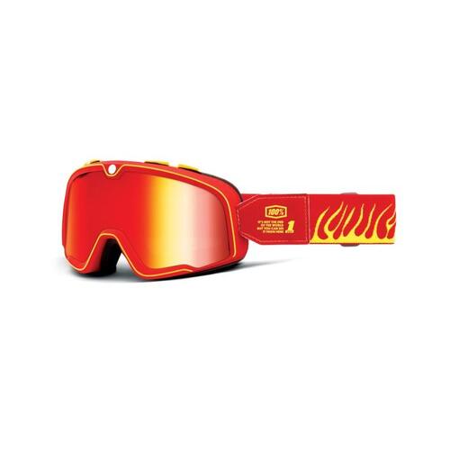 100% Barstow Goggle MX Enduro MTB Death Spray Mirror Red Lens