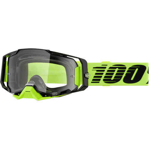 100% Armega Goggle MX Enduro MTB Neon Yellow Clear Lens