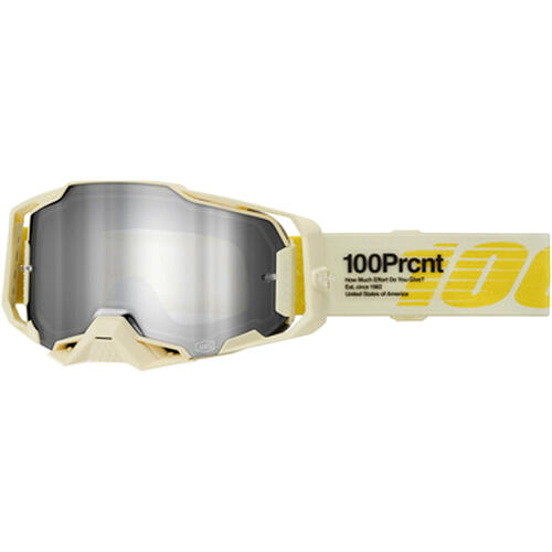 100% Armega Goggle MX Enduro MTB Barely Mirror Silver Lens