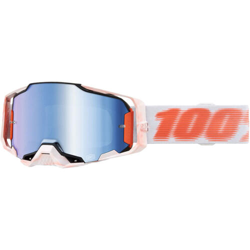100% Armega Goggle MX Enduro MTB Tubular Mirror Blue Lens