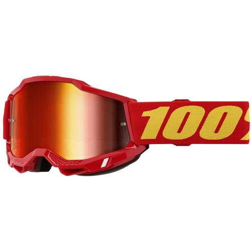 100% Accuri 2 Goggle MX Enduro MTB Red Mirror Red Lens