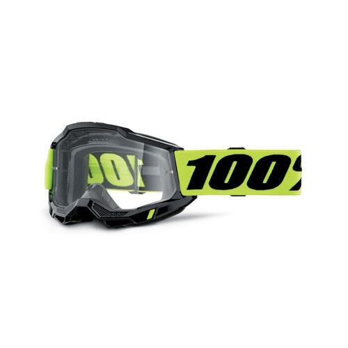 100% Accuri 2 OTG Goggle MX Enduro Glasses-Compatible Neon Yellow Clear Lens
