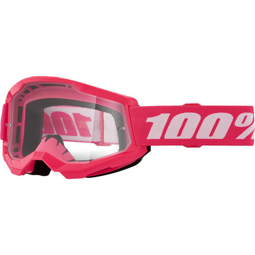 100% Strata 2 Goggle MX Enduro MTB Pink Clear Lens