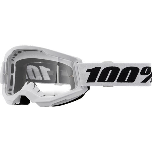 100% Strata 2 Goggle MX Enduro MTB White Clear Lens