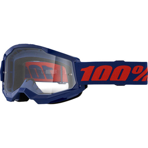 100% Strata 2 Goggle MX Enduro MTB Navy Clear Lens