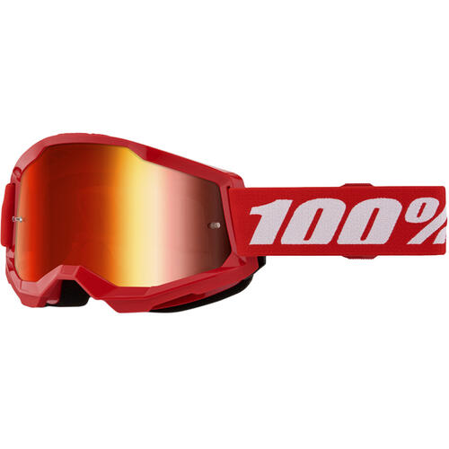 100% Strata 2 Goggle MX Enduro MTB Red Mirror Red Lens