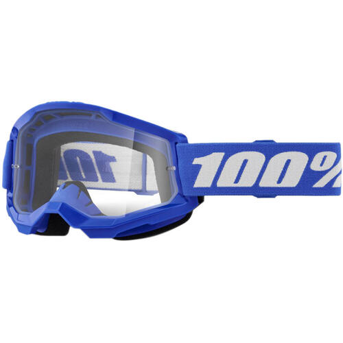 100% Strata 2 Junior Goggle MX Enduro MTB Blue Clear Lens