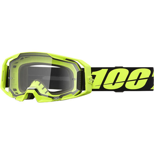 100% Armatic Goggle MX Enduro MTB Neon Yellow Clear Lens