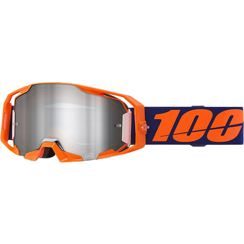 100% Armatic Goggle MX Enduro MTB Neon Orange Mirror Silv