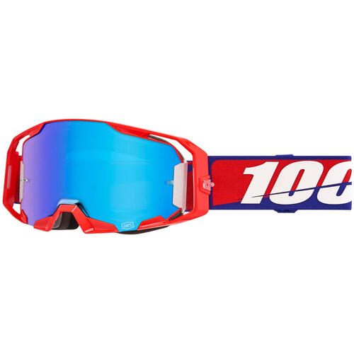 100% Armatic Goggle MX Enduro MTB Best Mirror Blue Lens