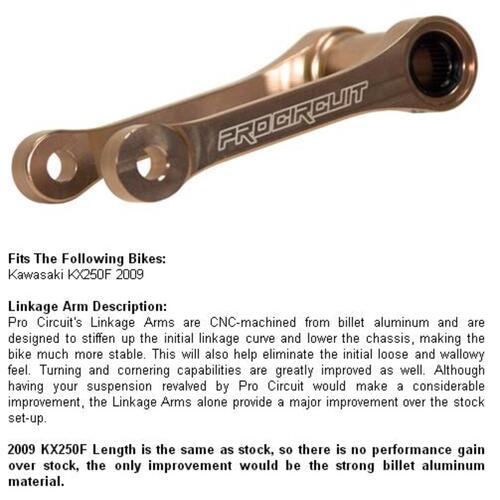Kawasaki KX250F 2009 Pro Circuit Rear Suspension Linkage Brown