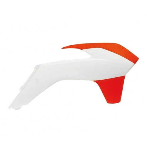 KTM 125 SX 2013-2015 Rtech Neon Orange/White Radiator Shrouds Pair