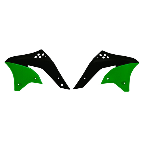 Kawasaki KX250F 2006-2008 Rtech OE Green/Black (2006) Radiator Shrouds Pair