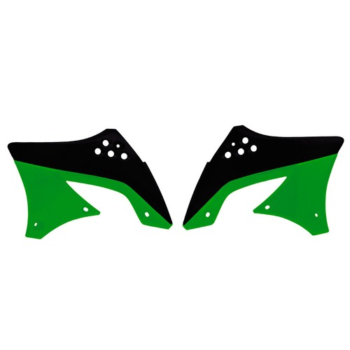 Kawasaki KX450F 2009-2011 Rtech OE Green/Black (2010-2011) Radiator Shrouds Pair