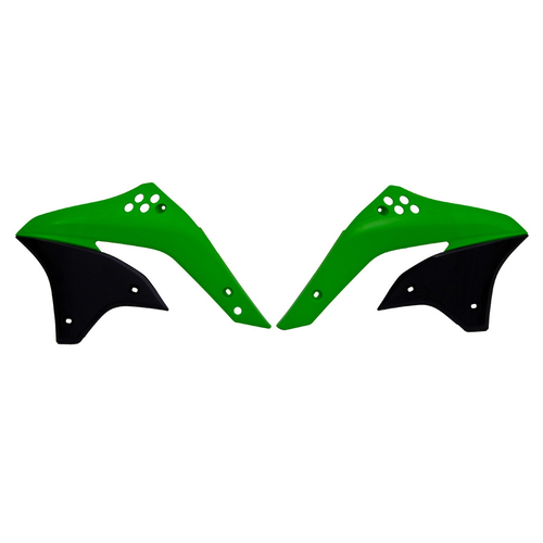 Kawasaki KX450F 2006-2008 Rtech OE Green/Black (2007) Radiator Shrouds Pair