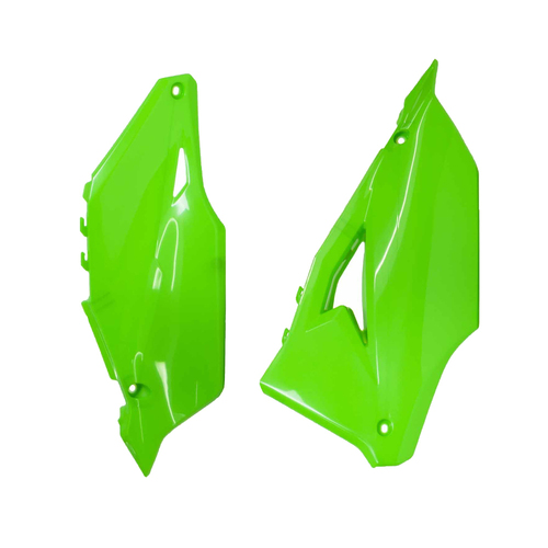 Kawasaki KX250F 2021 Rtech Neon Green Side Covers Pair Panels