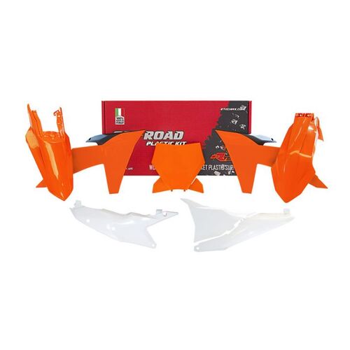 KTM 250 XC-F 2023-2024 Rtech Orange White Plastics Kit Inc Fenders & Shrouds