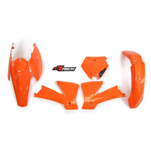 KTM 125 EXC 2004 Rtech Orange Plastics Kit Inc Fenders & Shrouds