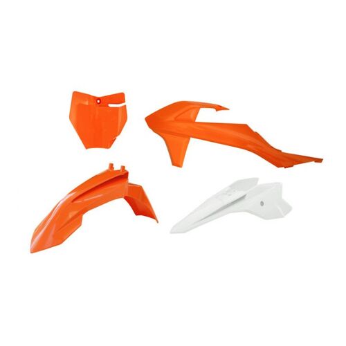 KTM 50 SX 2016-2023 Rtech Orange White Plastics Kit Inc Fenders & Shrouds