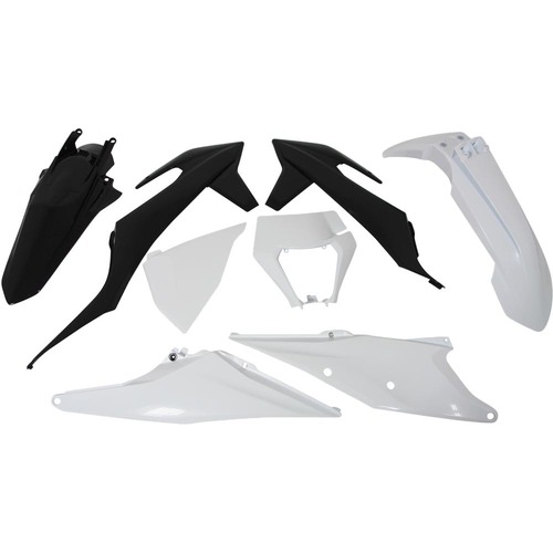 KTM 250 EXC-F 2020-2023 Rtech Plastics Kit White/Black 6 Days With Headlight Surround