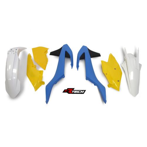 KTM 450 EXC-F 2017-2019 Rtech Blue Yellow Plastics Kit Inc Fenders & Shrouds
