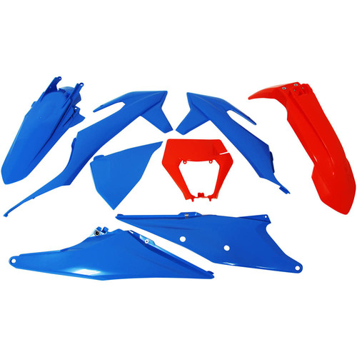 KTM 350 EXC-F 2020-2023 Rtech Plastics Kit Orange/Blue Tld With Headlight Surround