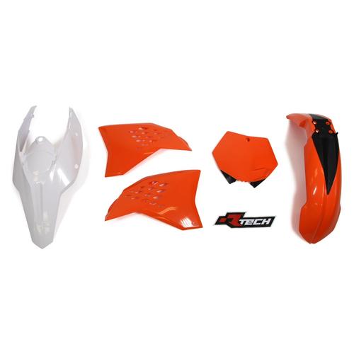 KTM 250 EXC-F 2008-2011 Rtech Black Orange Plastics Kit Inc Fenders & Shrouds