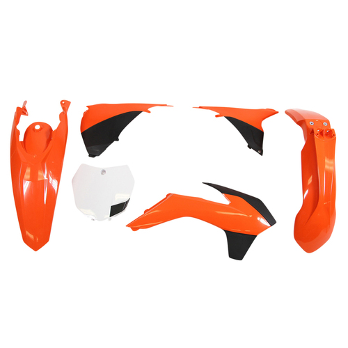 KTM 350 SX-F 2013-2014 Rtech Orange White Plastics Kit Inc Fenders & Shrouds