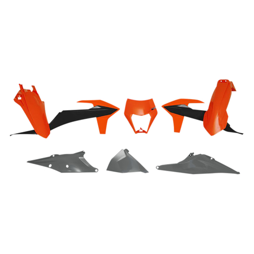 KTM 250 EXC TPI Six Days 2021-2023 Rtech Orange Black Grey Plastics Kit Incl Headlight Surround