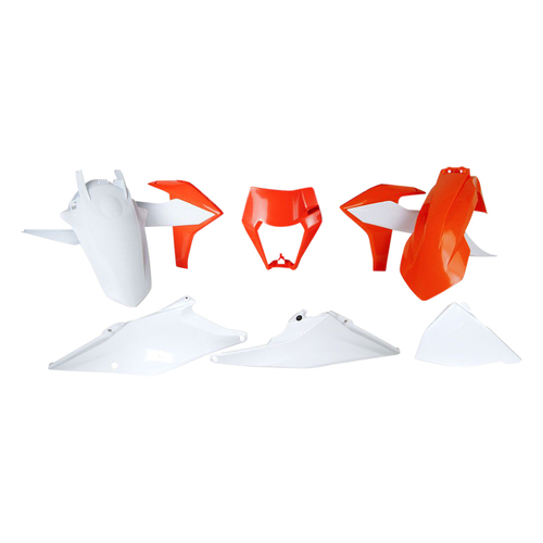 KTM 500 EXC-F 2021 - 2023 Rtech Orange White Plastics Kit Incl Headlight Surround