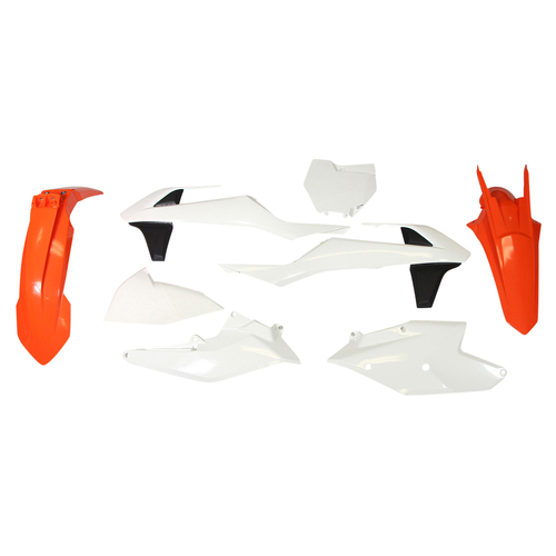 KTM 450 XC-F 2017 Rtech Orange White Black Plastics Kit Inc Fenders & Shrouds