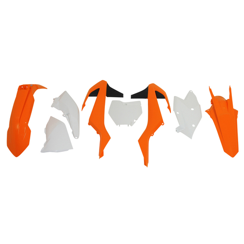 KTM 450 XC-F 2017-2018 Rtech Orange White Black Plastics Kit Inc Fenders & Shrouds