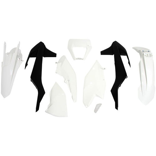 KTM 250 XC-W TPI 2018 Rtech White Black Plastics Kit Incl Headlight Surround