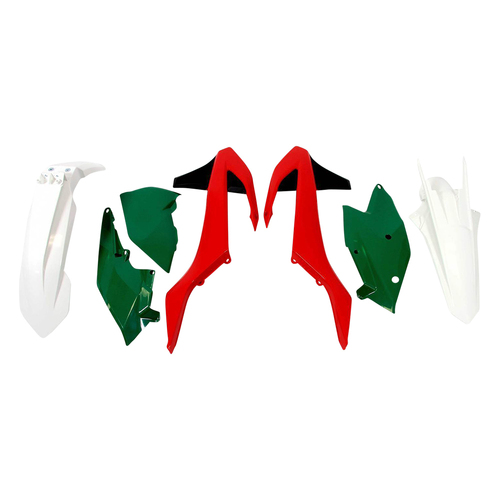 KTM 450 XC-F 2018 Rtech Vintage Red Green White Plastics Kit Inc Fenders & Shrouds