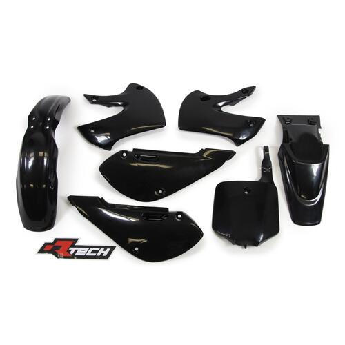 Kawasaki KX65 2001-2024 Rtech Black Plastics Kit Inc Fenders & Shrouds
