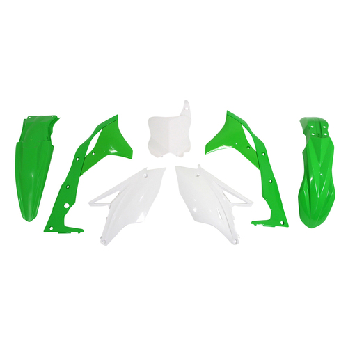Kawasaki KX250F 2020 Rtech Green White Plastics Kit Inc Fenders & Shrouds