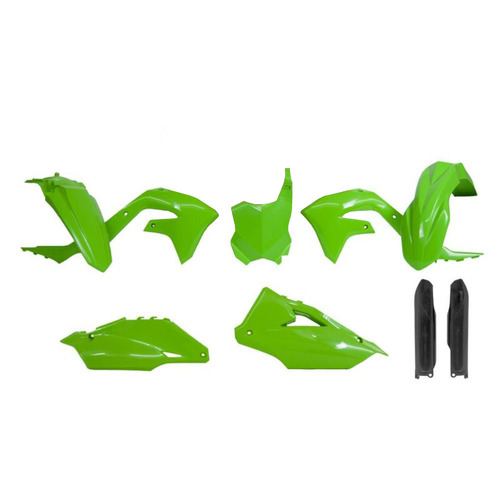 Kawasaki KX250F 2019 - 2024 Rtech Green Fork Protectors Plastics Kit