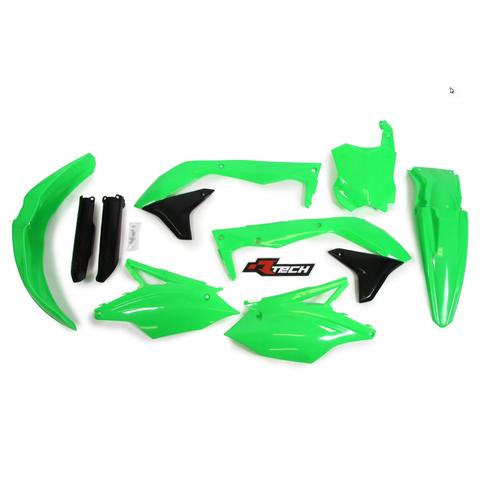 Kawasaki KX450F 2016-2018 Rtech Neon Green Plastics Kit Inc Fenders & Shrouds