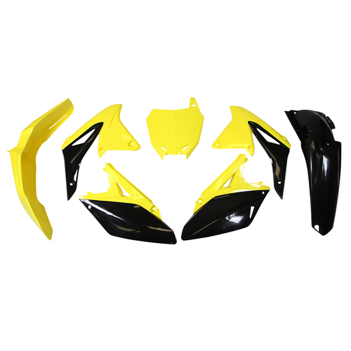 For Suzuki RM-Z250 2010-2013 Rtech Yellow Black Plastics Kit Inc Fenders & Shrouds