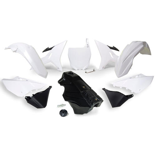 Yamaha YZ125 2002-2021 Rtech Rtech Revolution Plastics Fuel Tank Kit White/Black 