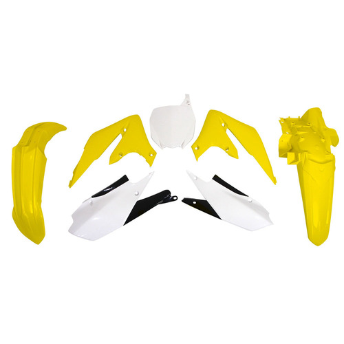 Yamaha YZ450F 2018-2023 Rtech Yellow White Plastics Kit Inc Fenders & Shrouds