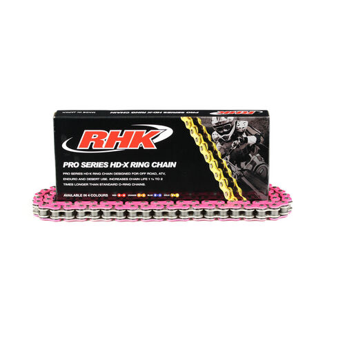 RHK 520 HEAVY DUTY X-RING RACE MOTORCYCLE CHAIN 120 LINK COLOURED PINK