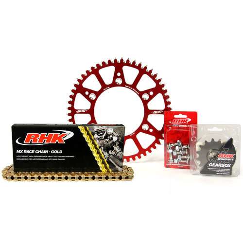 Honda CRF450X 2005-2017 13T/49T RHK MX Chain & Red Alloy Sprocket Kit 