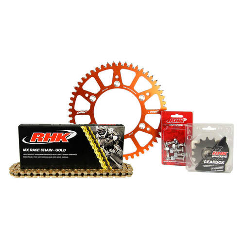 KTM 300 EXC TPI 2021-2022 RHK 15/50 Gold MX Chain & Orange Alloy Sprocket Kit