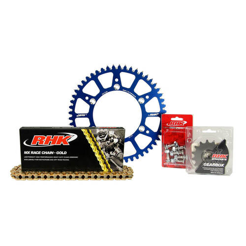 Gas-Gas EX250 2022-2024 RHK 14/52 Gold MX Chain & Blue Alloy Sprocket Kit