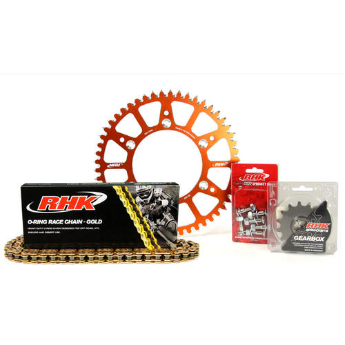 KTM 530 EXC-F 2008-2011 13T/52T RHK O-Ring Chain & Orange Alloy Sprocket Kit 