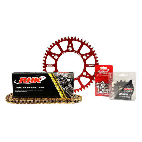 KTM 350 EXC-F 2021-2024 RHK 15/48 Gold O-Ring Chain & Red Alloy Sprocket Kit