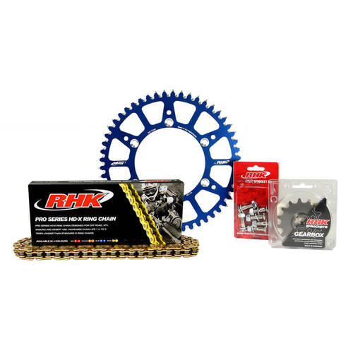 KTM 350 EXC-F 2021-2024 RHK 15/48 Gold HD-X Chain & Blue Alloy Sprocket Kit