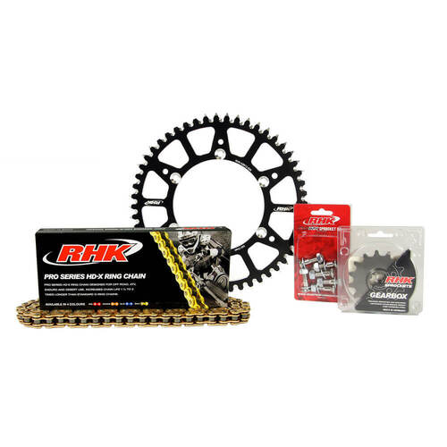 Suzuki DR-Z400E 2021-2023 RHK 14/52 Gold HD-X Chain & Black Alloy Sprocket Kit