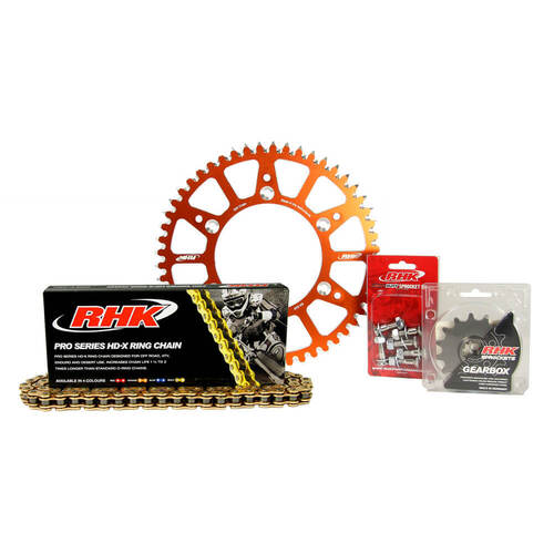 KTM 125 XC-W 2016-2023 RHK 13T/50T Gold HD-X Ring Chain & Orange Alloy Sprocket Kit